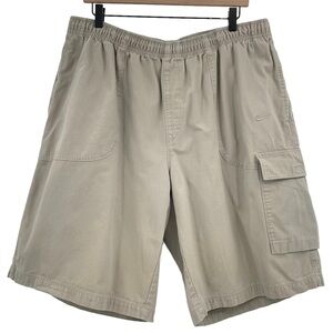 Vintage Nike Cargo Shorts Pull On Drawstring Waist Tan 100% Cotton Baggy Fit XXL